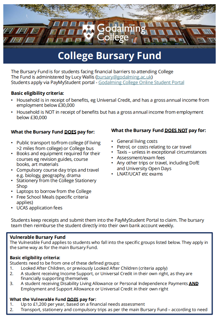 College Bursary Fund description
