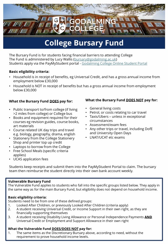 College Bursary Fund description